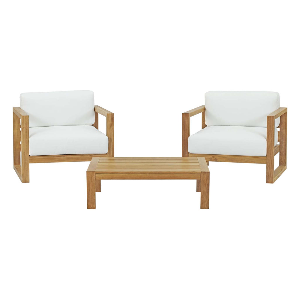 Upland 3 Piece Outdoor Patio Teak Set with Coffee Table