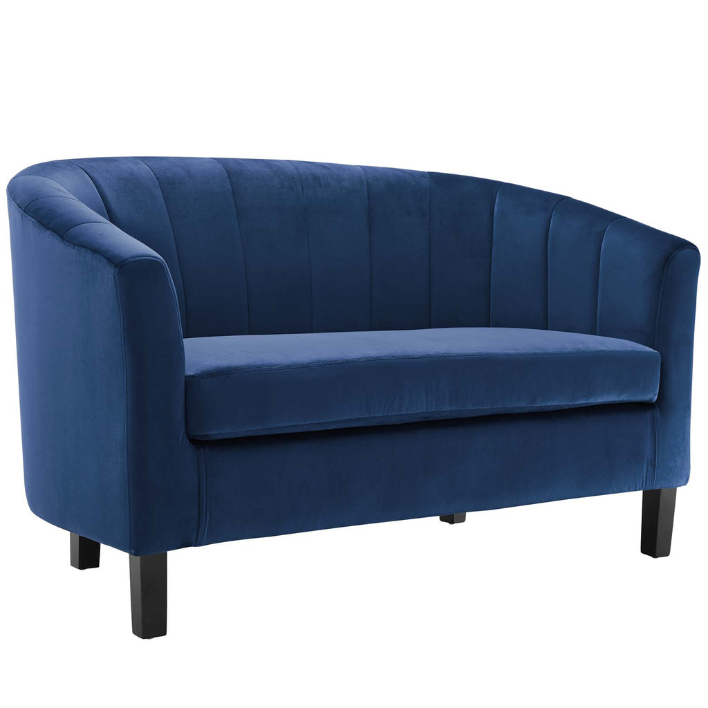 Prospect Channel Tufted Performance Velvet Loveseat in Navy