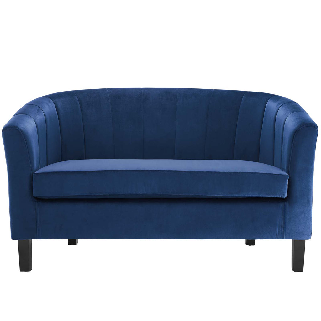 Prospect Channel Tufted Performance Velvet Loveseat in Navy