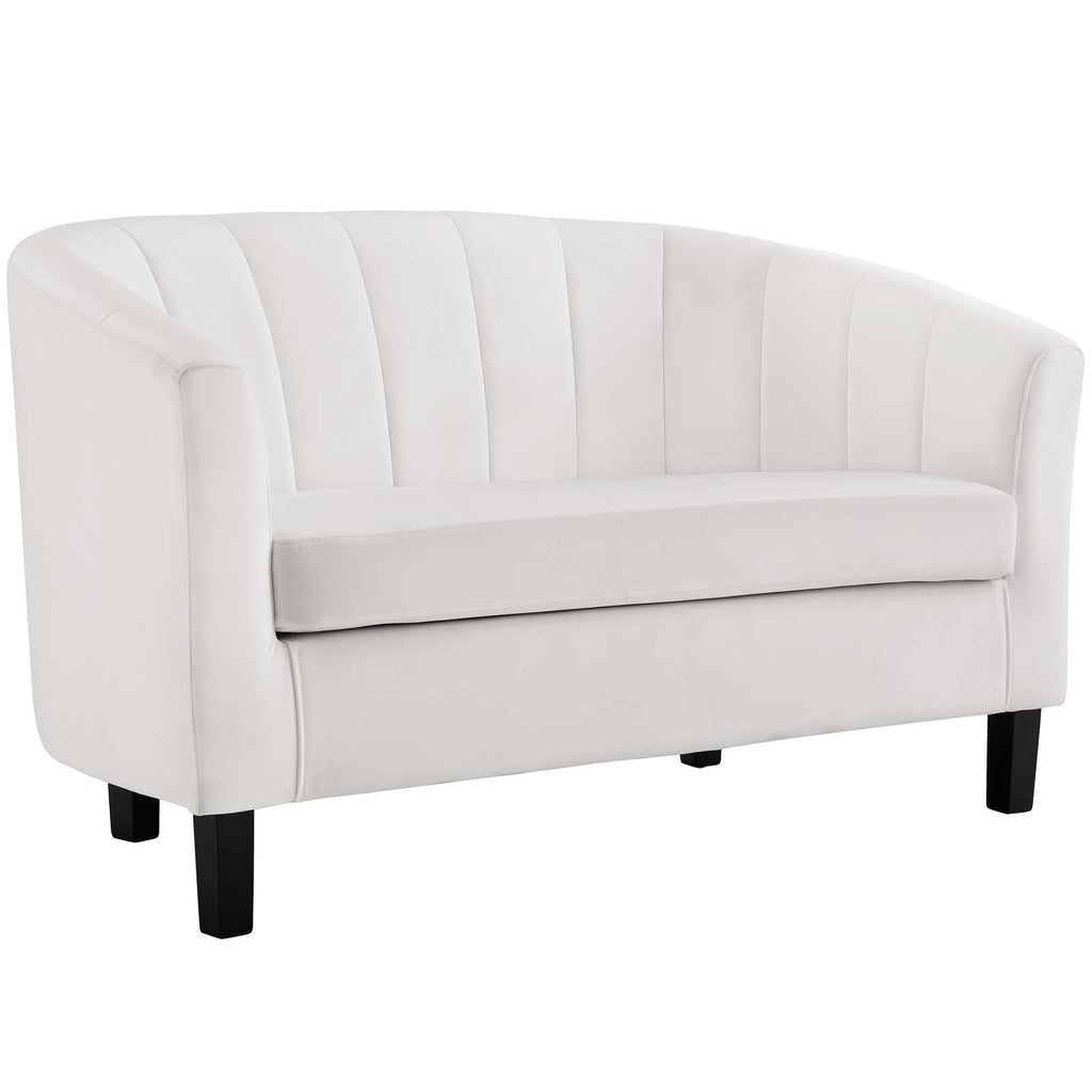 Prospect Channel Tufted Performance Velvet Loveseat in White