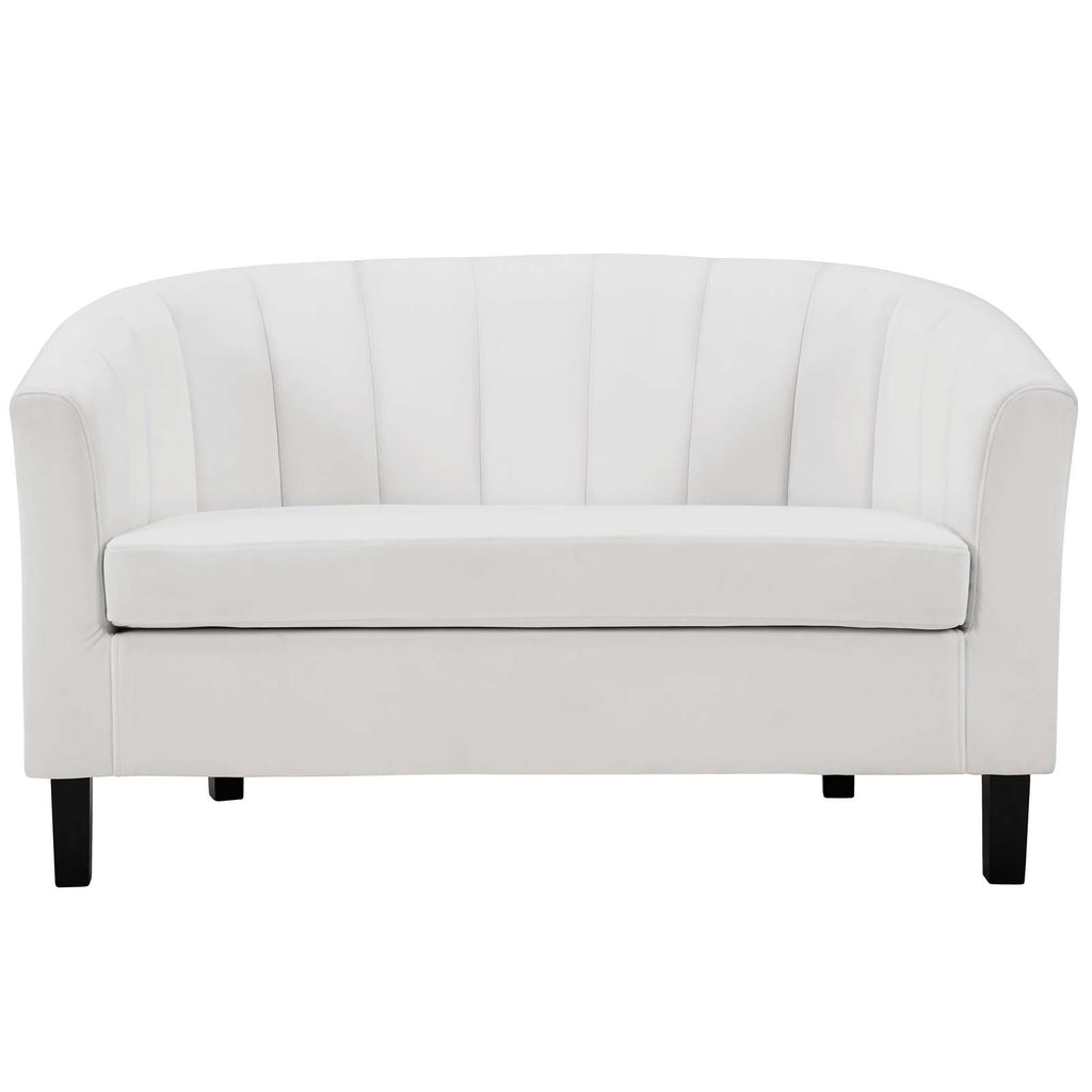 Prospect Channel Tufted Performance Velvet Loveseat in White