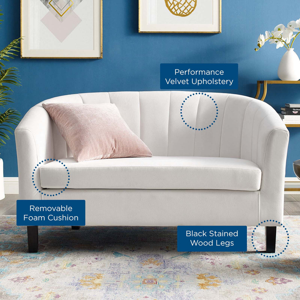 Prospect Channel Tufted Performance Velvet Loveseat in White