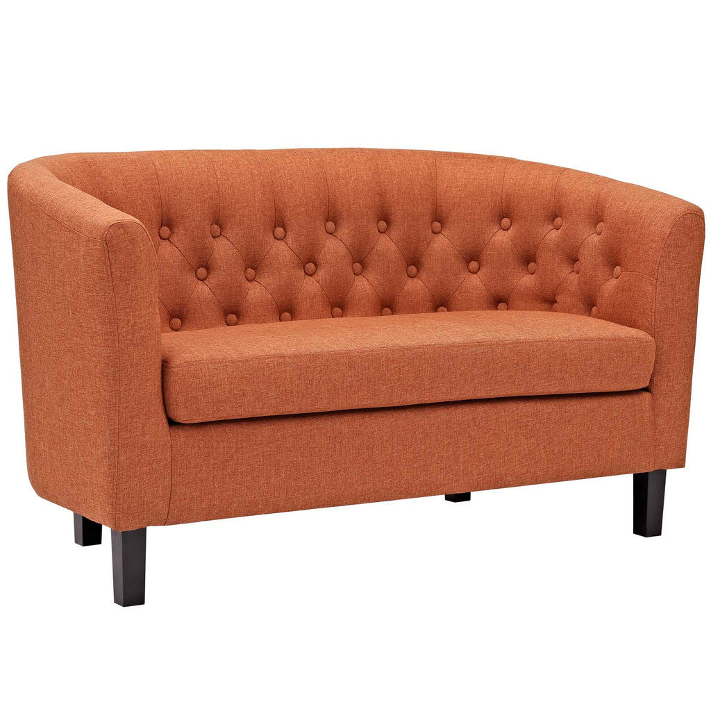 Prospect 2 Piece Upholstered Fabric Loveseat and Armchair Set in Orange
