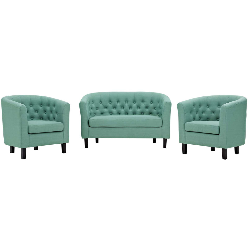 Prospect 3 Piece Upholstered Fabric Loveseat and Armchair Set in Laguna
