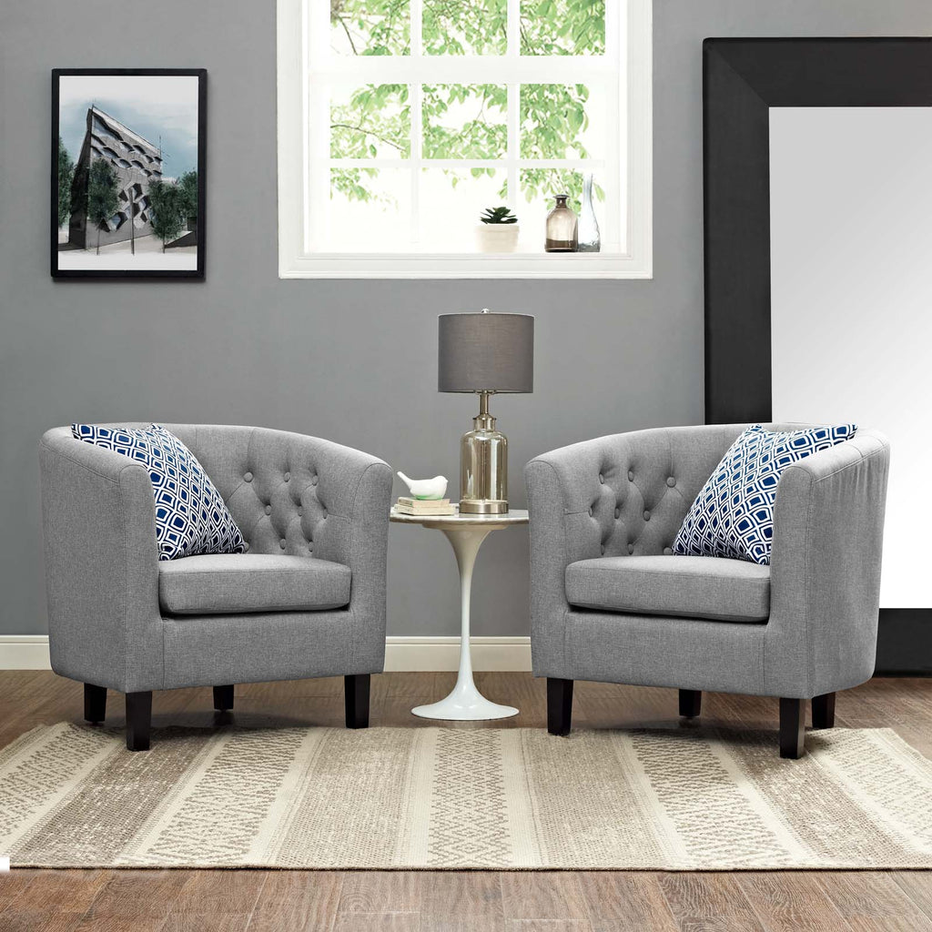 Prospect 2 Piece Upholstered Fabric Armchair Set in Light Gray