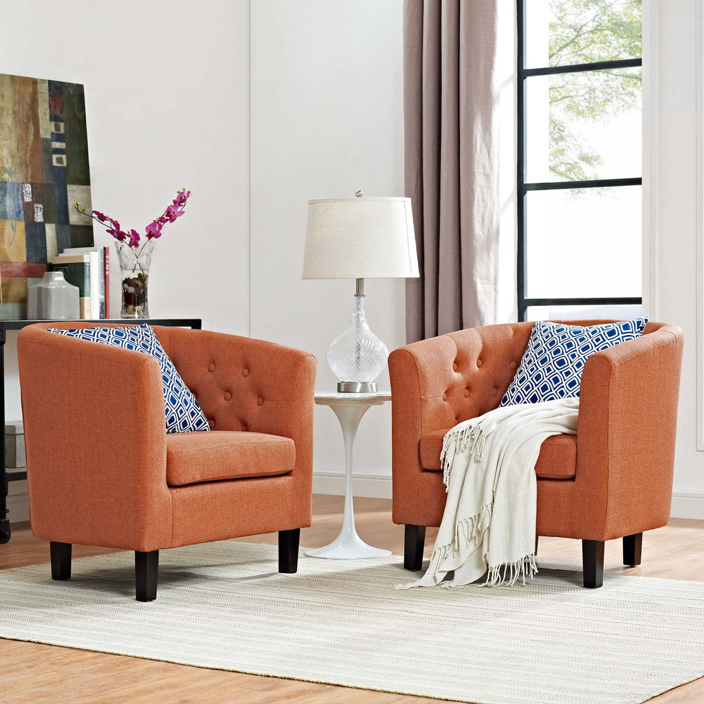 Prospect 2 Piece Upholstered Fabric Armchair Set in Orange