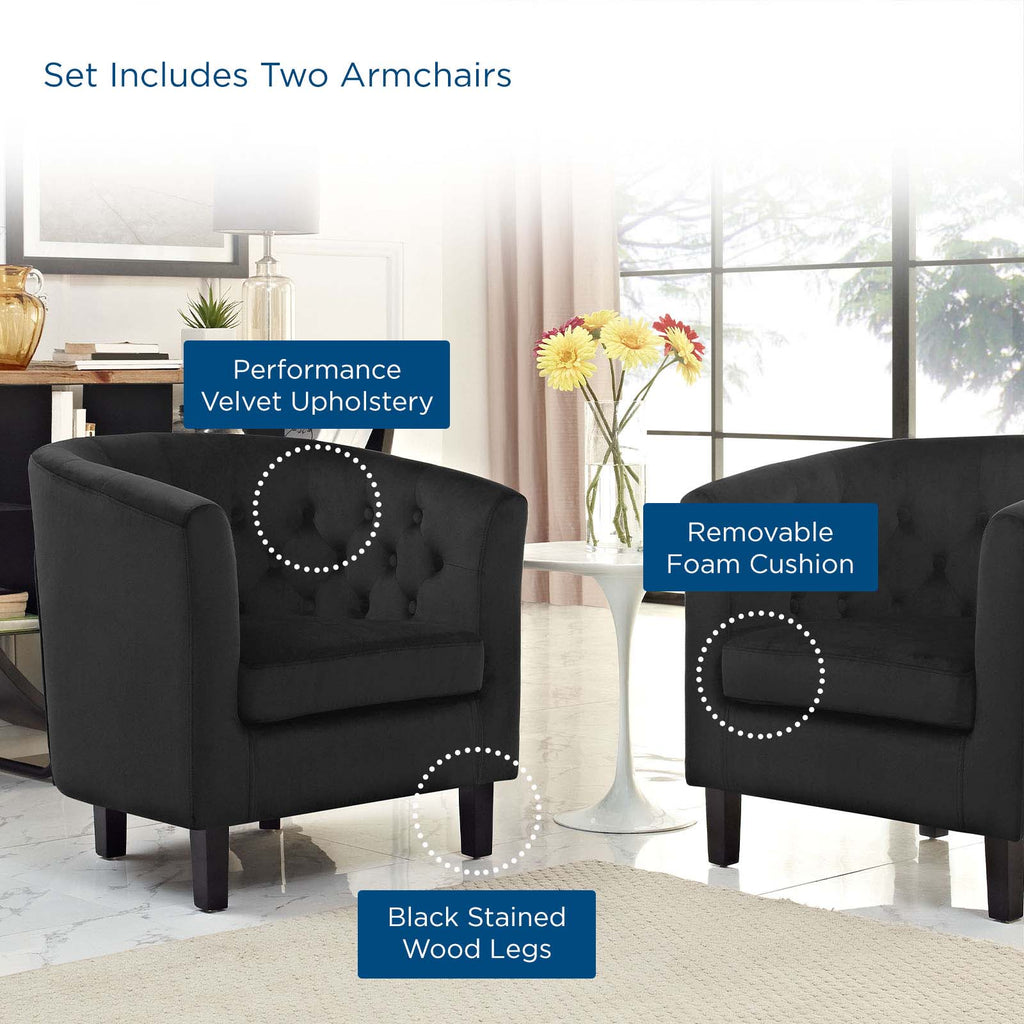 Prospect 2 Piece Performance Velvet Armchair Set in Black