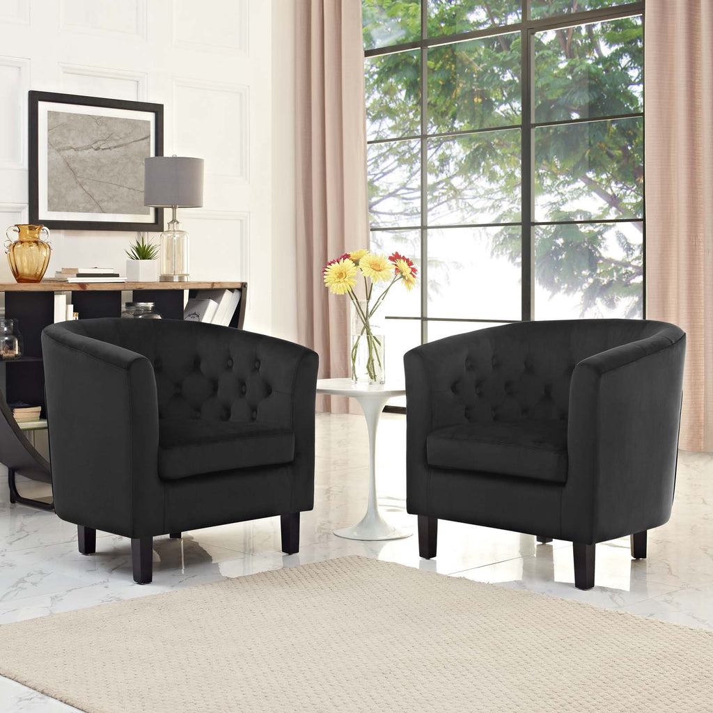 Prospect 2 Piece Performance Velvet Armchair Set in Black