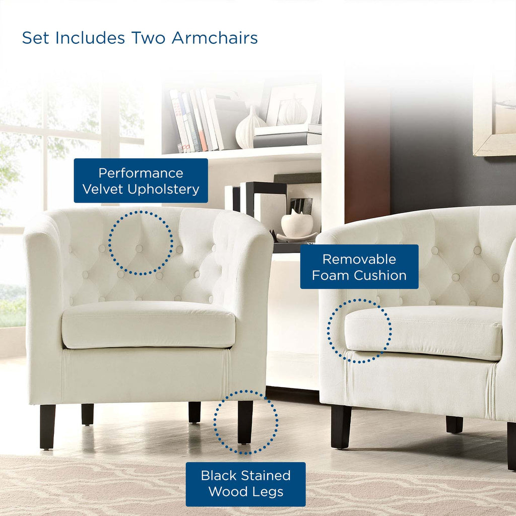 Prospect 2 Piece Performance Velvet Armchair Set in Ivory