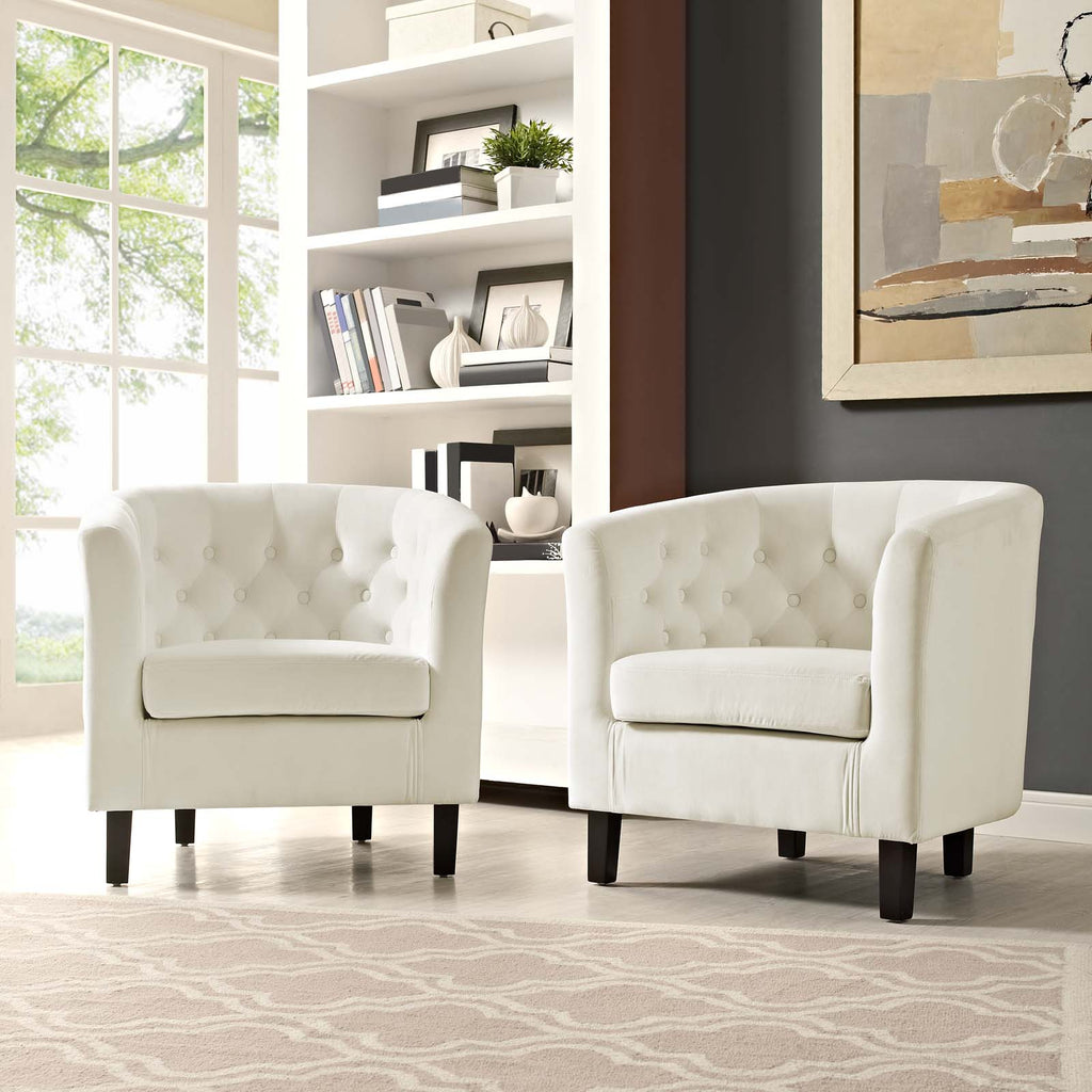 Prospect 2 Piece Performance Velvet Armchair Set in Ivory