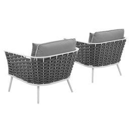 Stance Armchair Outdoor Patio Aluminum Set of 2 in White Gray