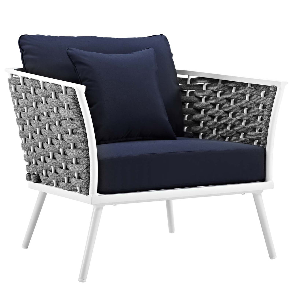 Stance Armchair Outdoor Patio Aluminum Set of 2 in White Navy