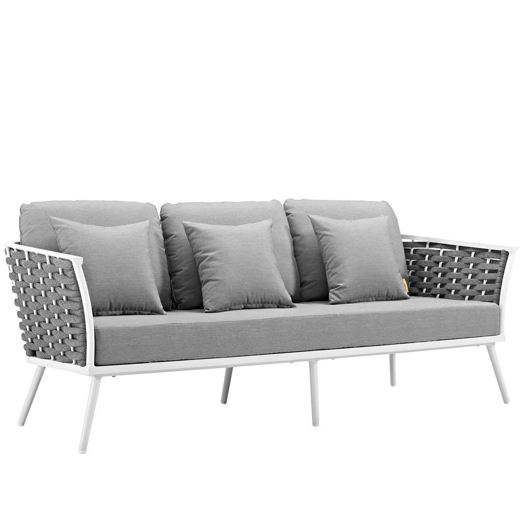 Stance 3 Piece Outdoor Patio Aluminum Sectional Sofa Set in White Gray-3