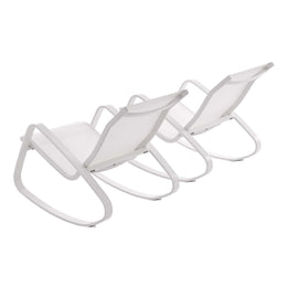 Traveler Rocking Lounge Chair Outdoor Patio Mesh Sling Set of 2 in White White