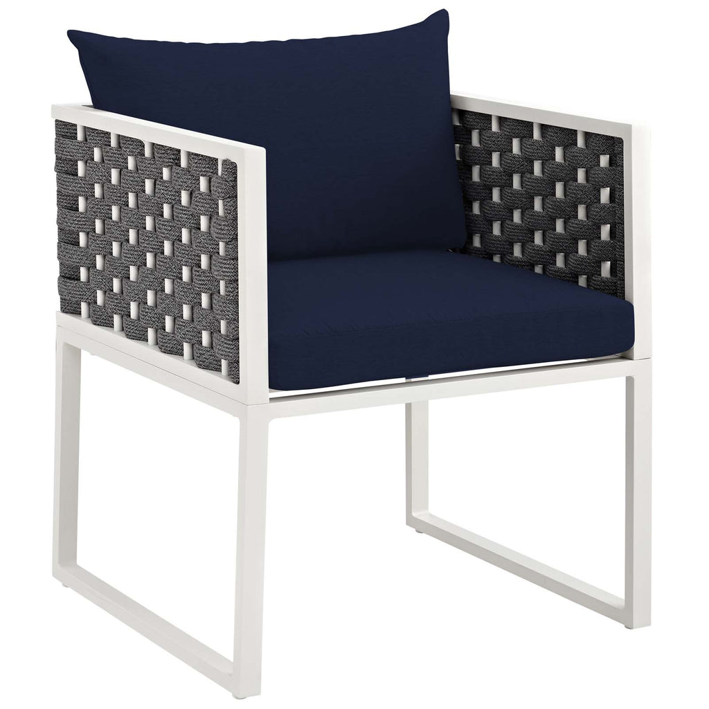 Stance 9 Piece Outdoor Patio Aluminum Dining Set in White Navy