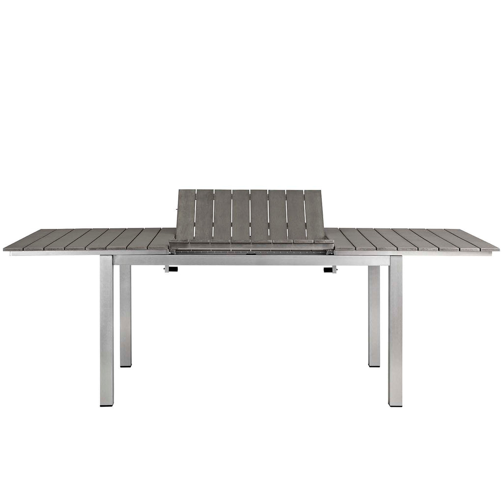 Shore 5 Piece Outdoor Patio Aluminum Outdoor Dining Set in Silver Gray