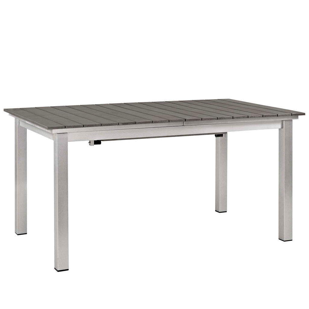 Shore 5 Piece Outdoor Patio Aluminum Outdoor Dining Set in Silver Gray