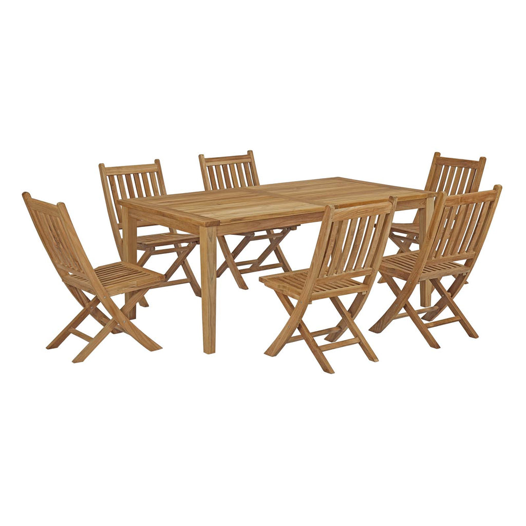 Marina 7 Piece Outdoor Patio Teak Outdoor Dining Set in Natural-9