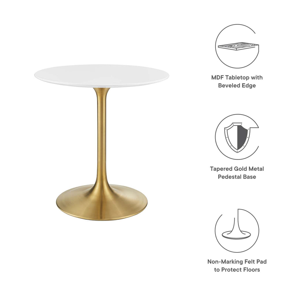 Lippa 28" Round Wood Dining Table in Gold White