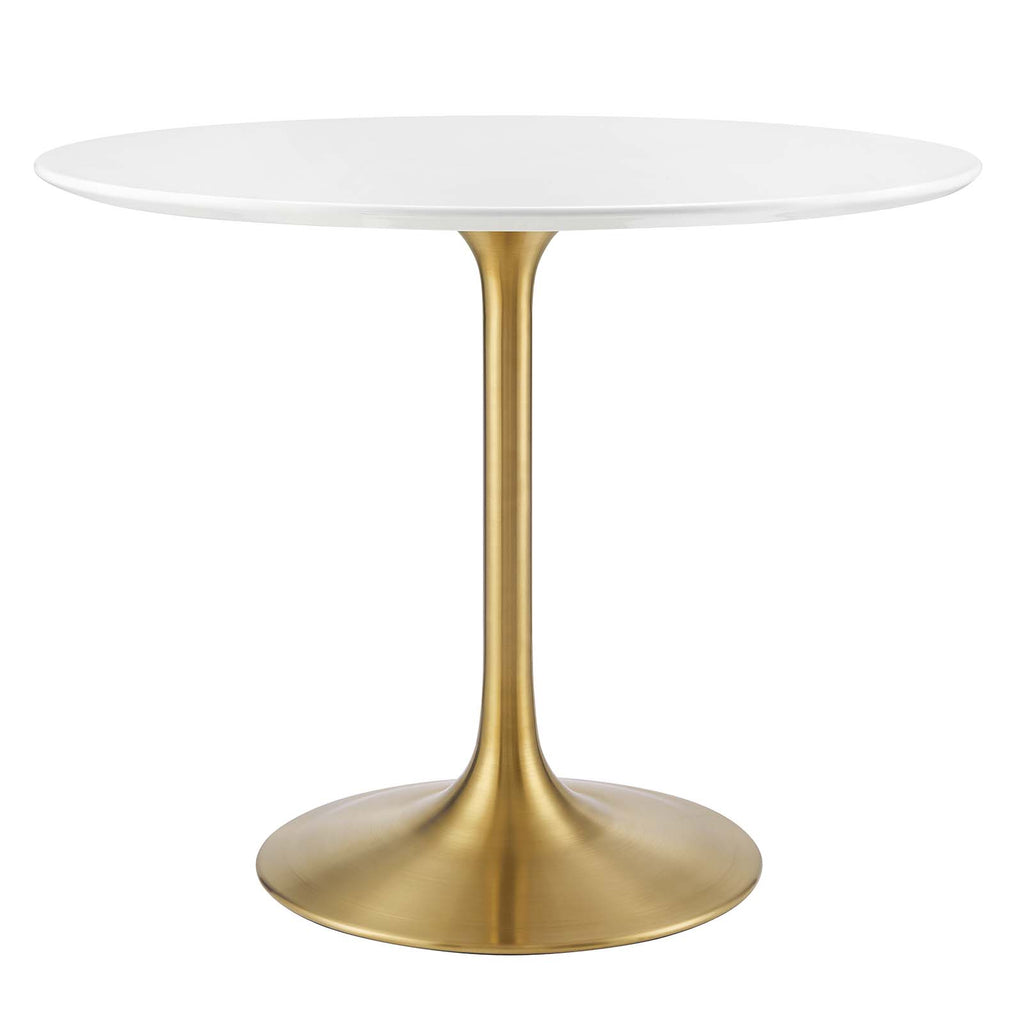 Lippa 36" Round Wood Dining Table in Gold White