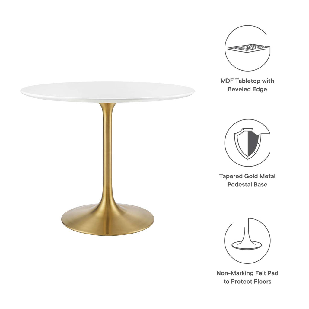 Lippa 36" Round Wood Dining Table in Gold White