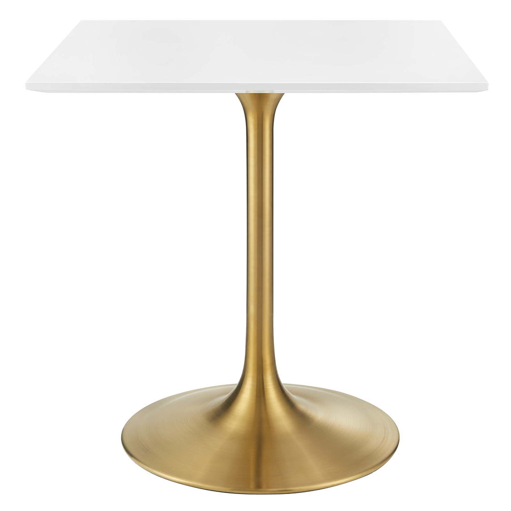 Lippa 28" Square Wood Top Dining Table in Gold White