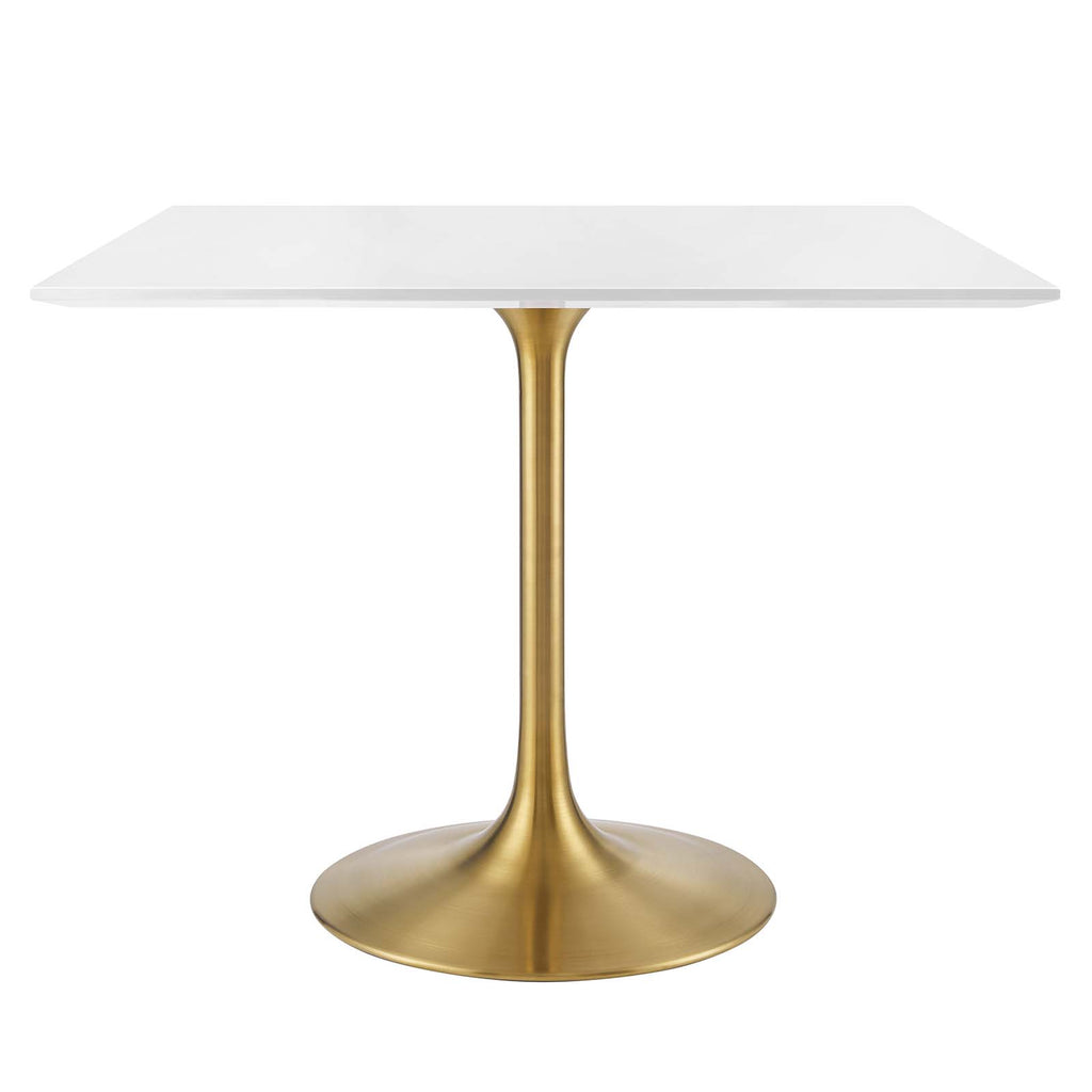 Lippa 36" Square Wood Top Dining Table in Gold White