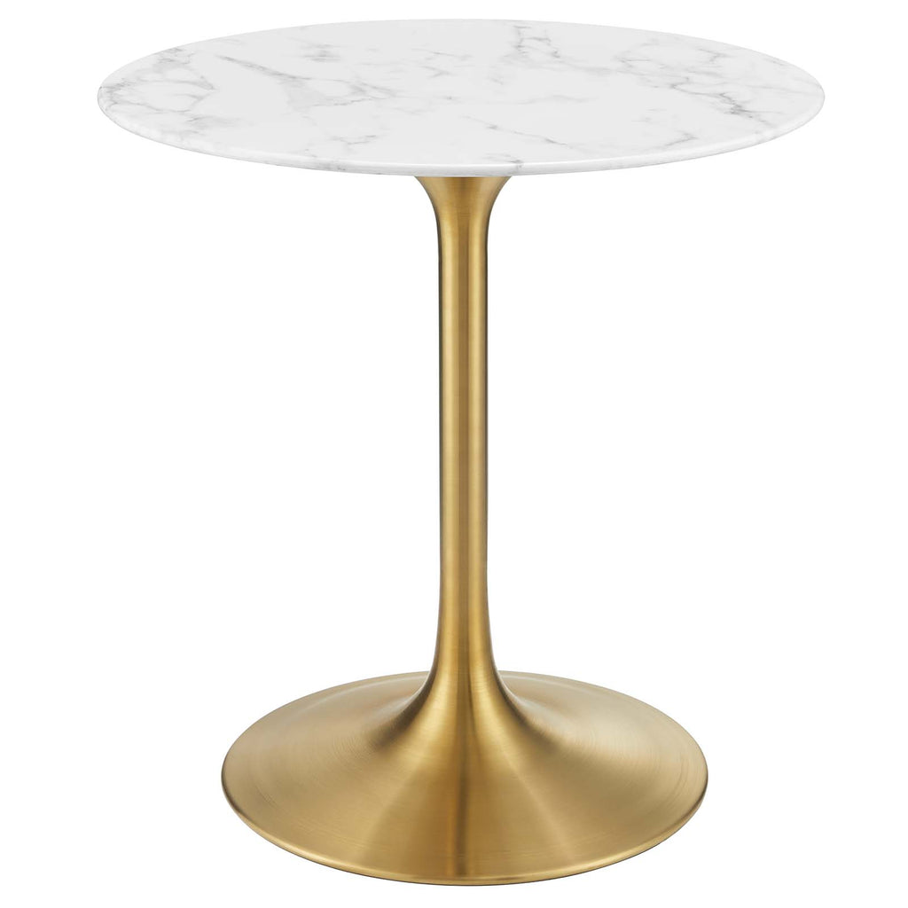 Lippa 28" Round Artificial Marble Dining Table in Gold White