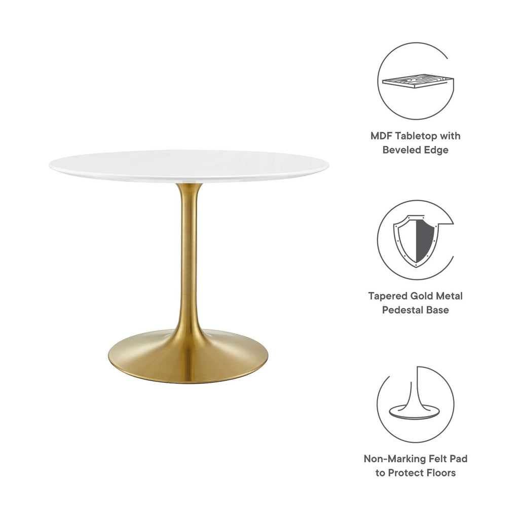 Lippa 40" Round Wood Dining Table in Gold White