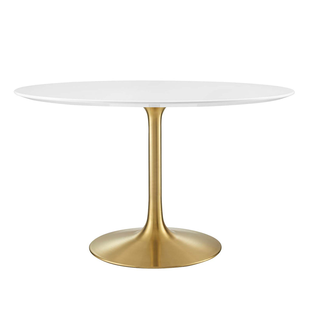 Lippa 47" Round Wood Dining Table in Gold White