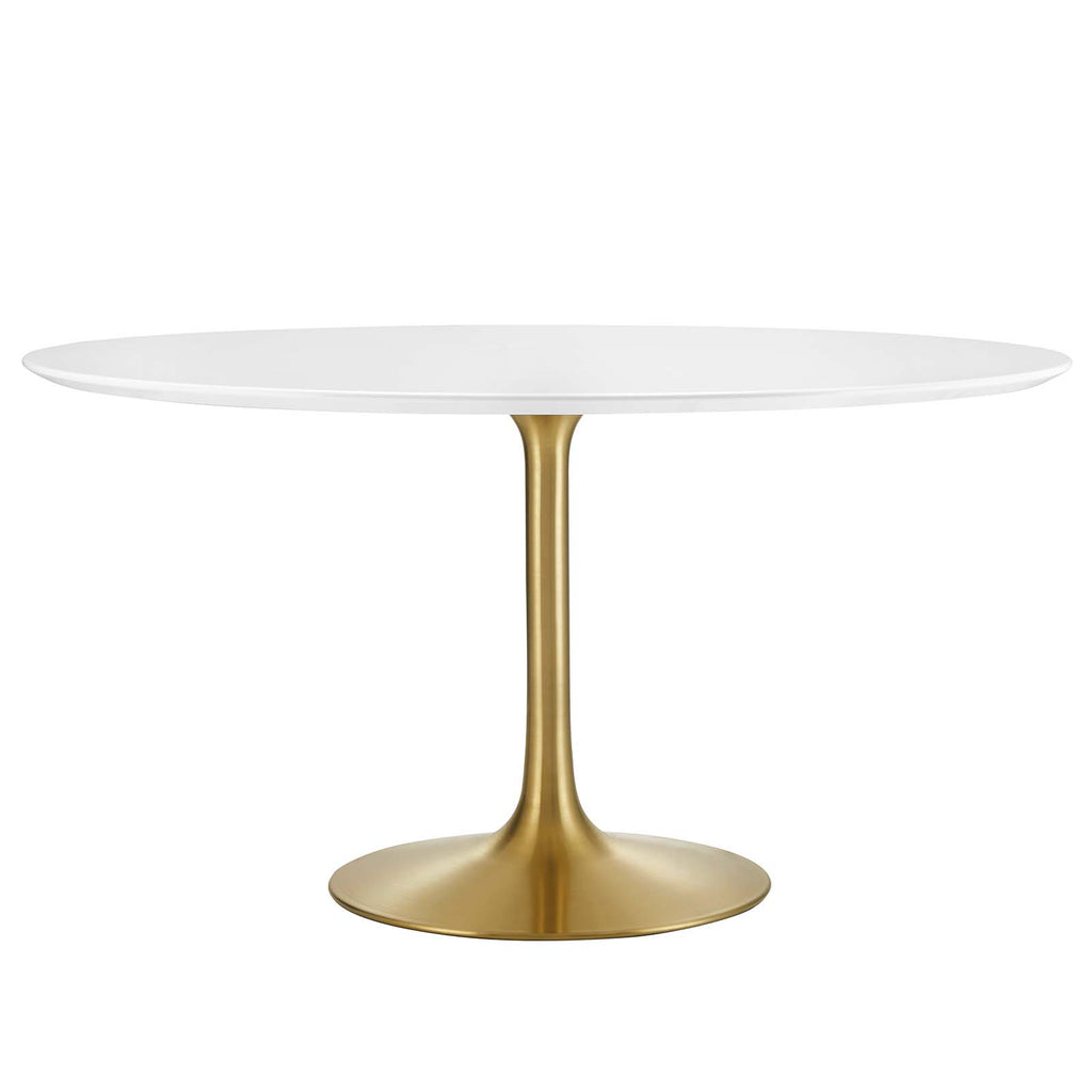 Lippa 54" Round Wood Dining Table in Gold White