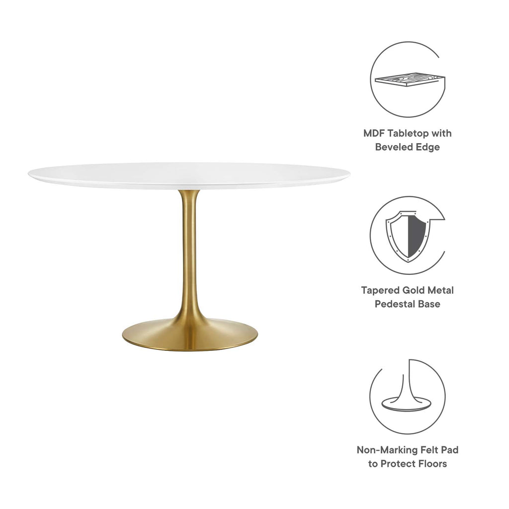 Lippa 54" Round Wood Dining Table in Gold White