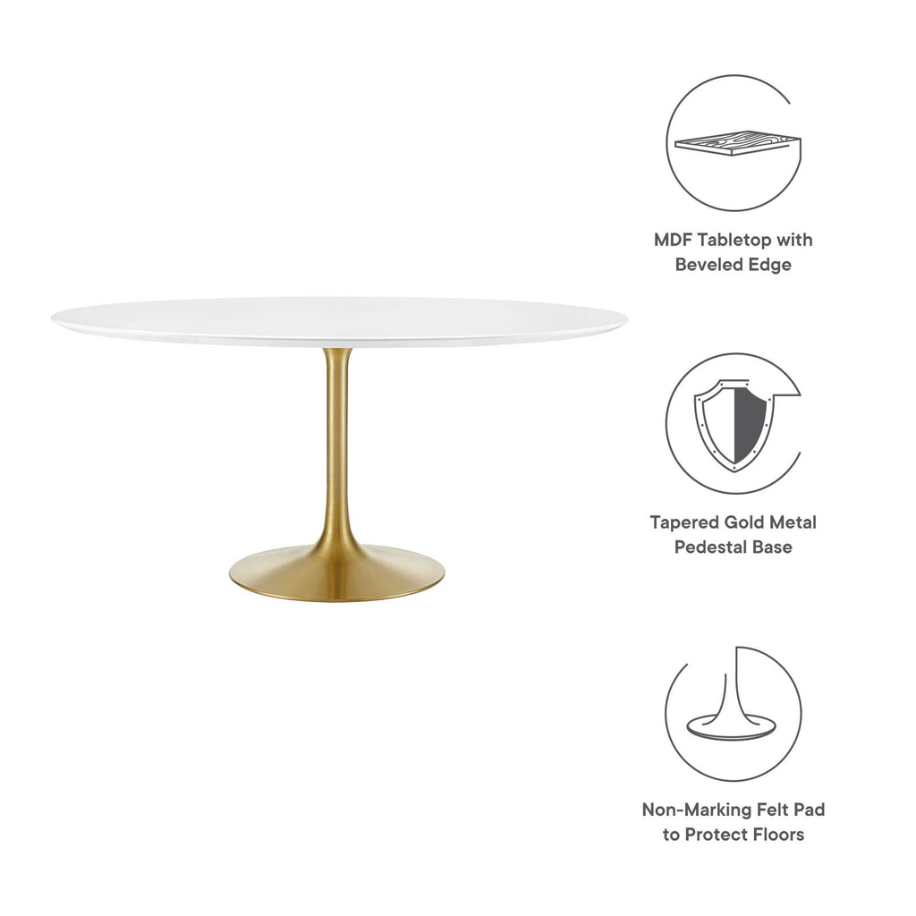 Lippa 60" Round Wood Dining Table in Gold White