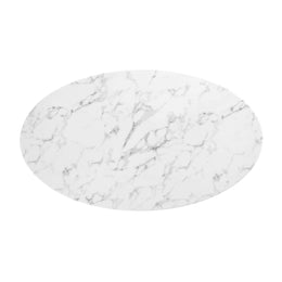 Lippa 54" Oval Artificial Marble Dining Table in Gold White