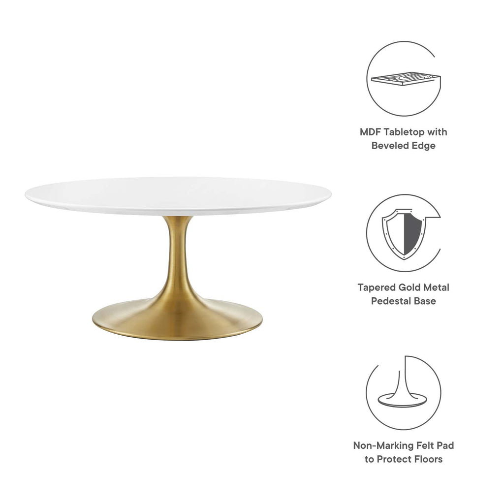 Lippa 36" Wood Coffee Table in Gold White