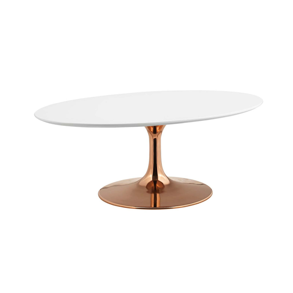 Lippa 42" Oval-Shaped Wood Top Coffee Table in Rose White