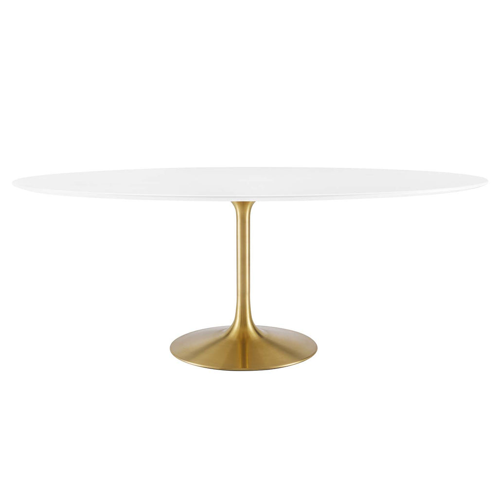 Lippa 78" Oval Wood Dining Table in Gold White