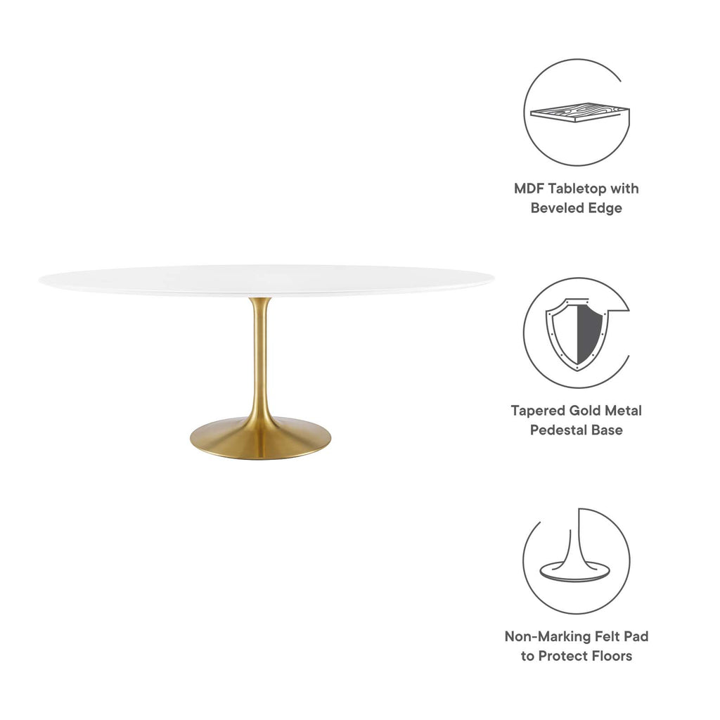 Lippa 78" Oval Wood Dining Table in Gold White