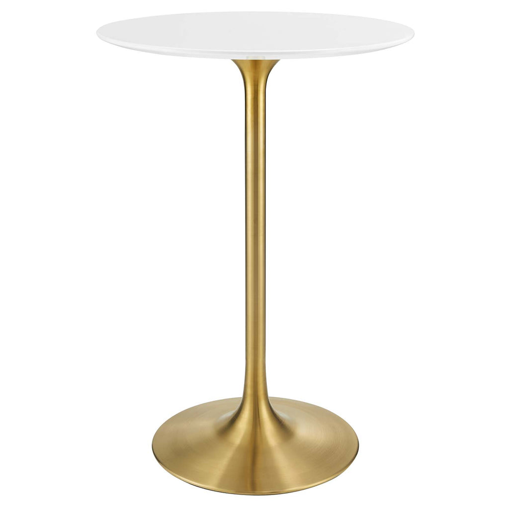 Lippa 28" Wood Top Bar Table in Gold White