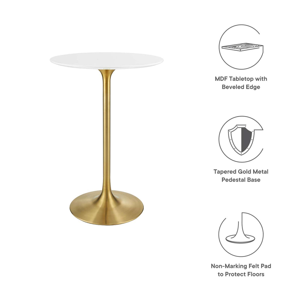 Lippa 28" Wood Top Bar Table in Gold White