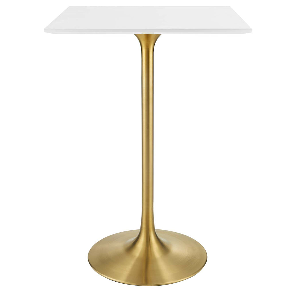 Lippa 28" Square Wood Top Bar Table in Gold White