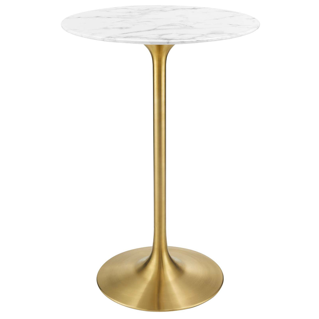 Lippa 28" Artificial Marble Bar Table in Gold White