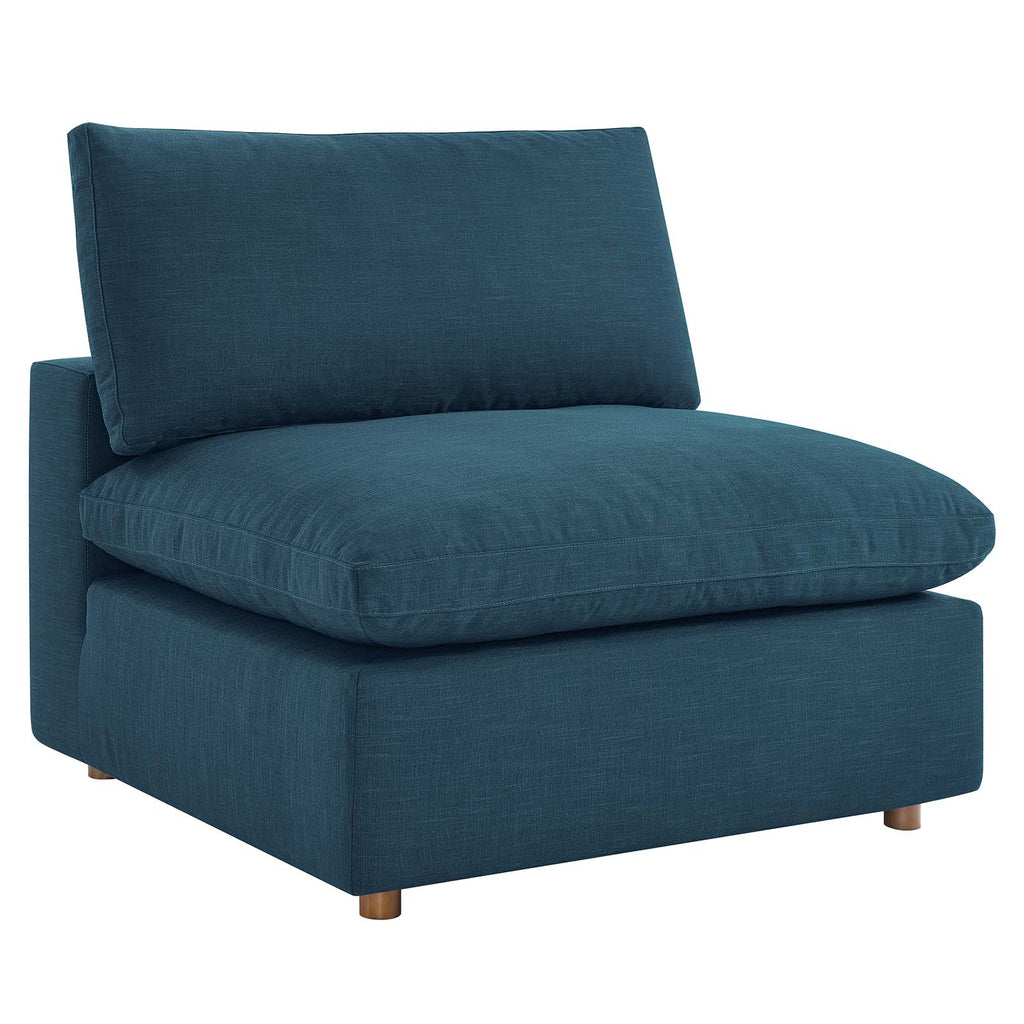 Commix Down Filled Overstuffed Armless Chair in Azure