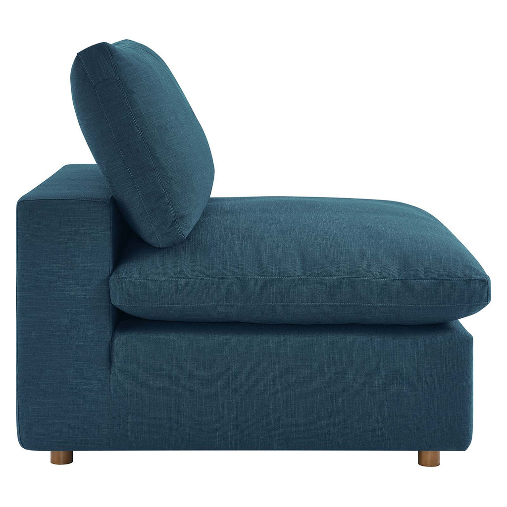 Commix Down Filled Overstuffed Armless Chair in Azure