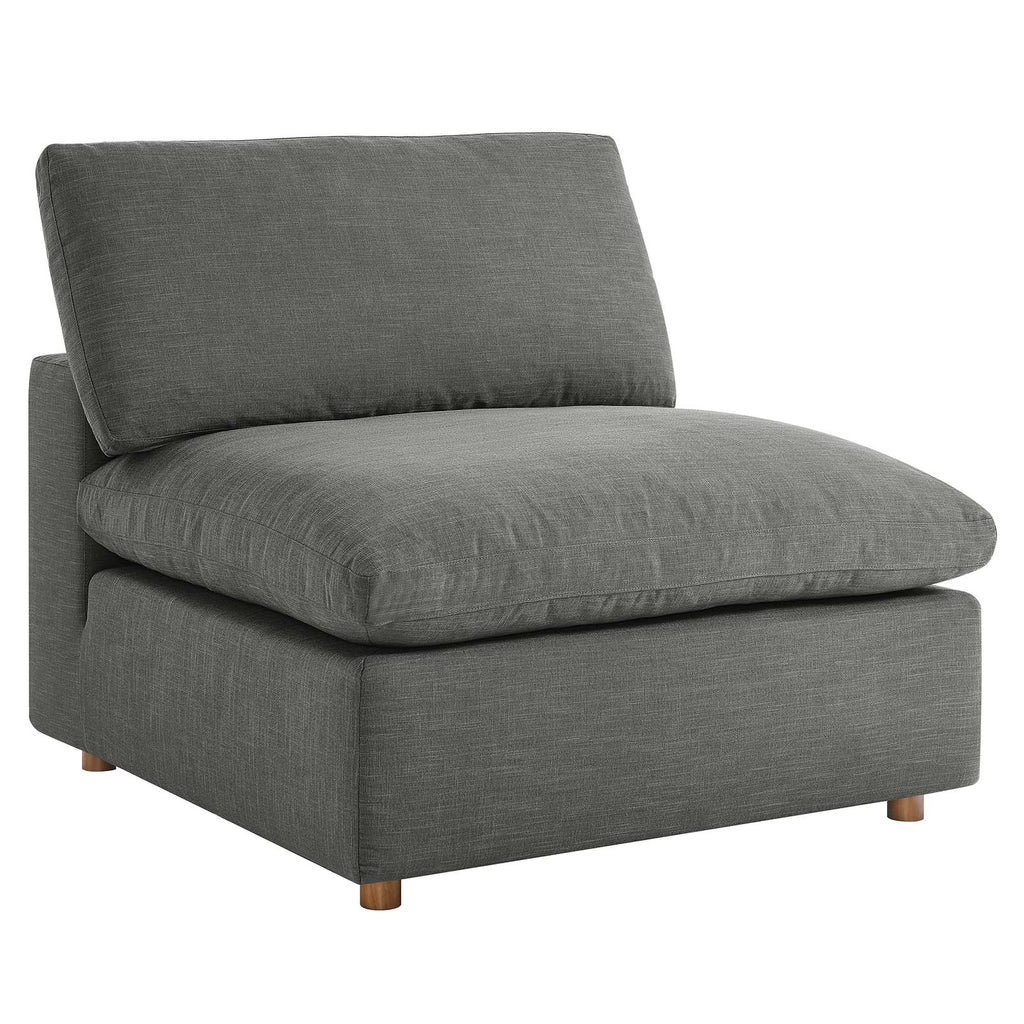 Commix Down Filled Overstuffed Armless Chair in Gray