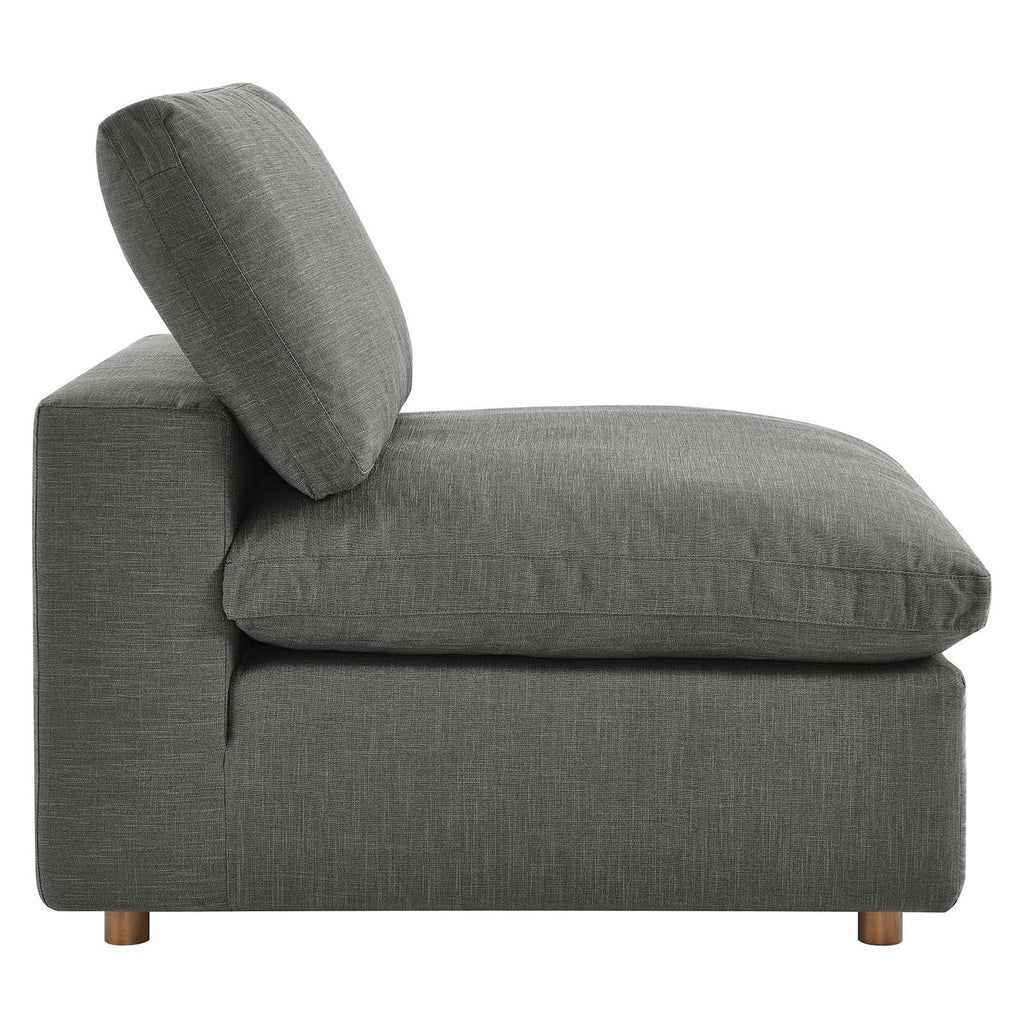 Commix Down Filled Overstuffed Armless Chair in Gray