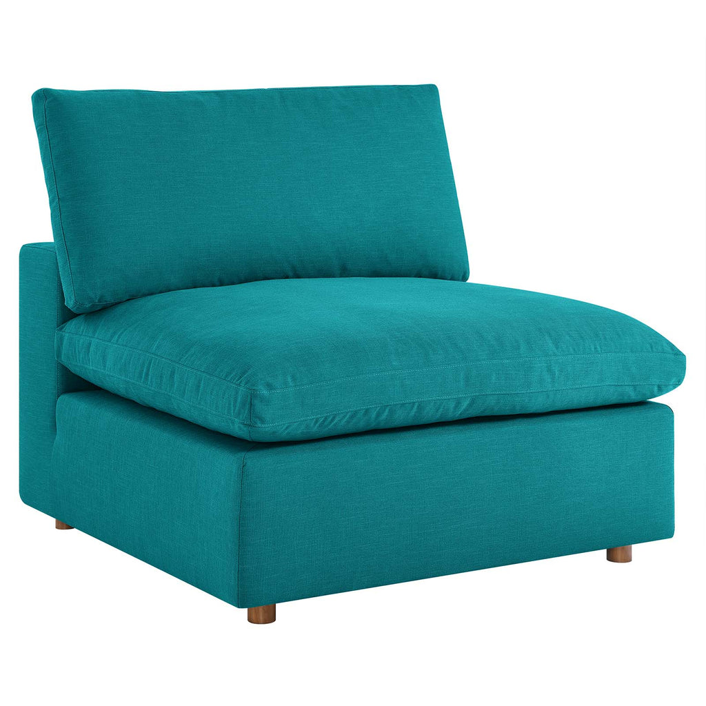 Commix Down Filled Overstuffed Armless Chair in Teal