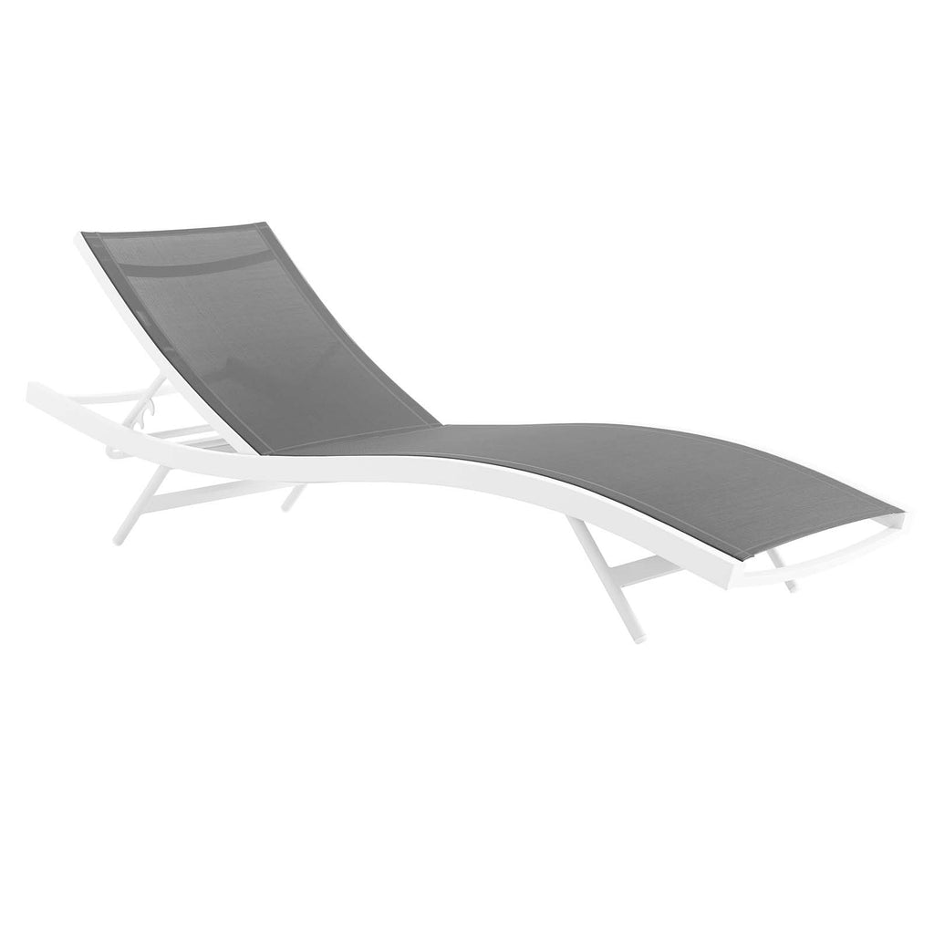 Glimpse Outdoor Patio Mesh Chaise Lounge Chair in White Gray