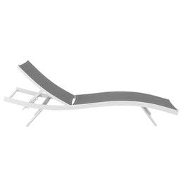 Glimpse Outdoor Patio Mesh Chaise Lounge Chair in White Gray