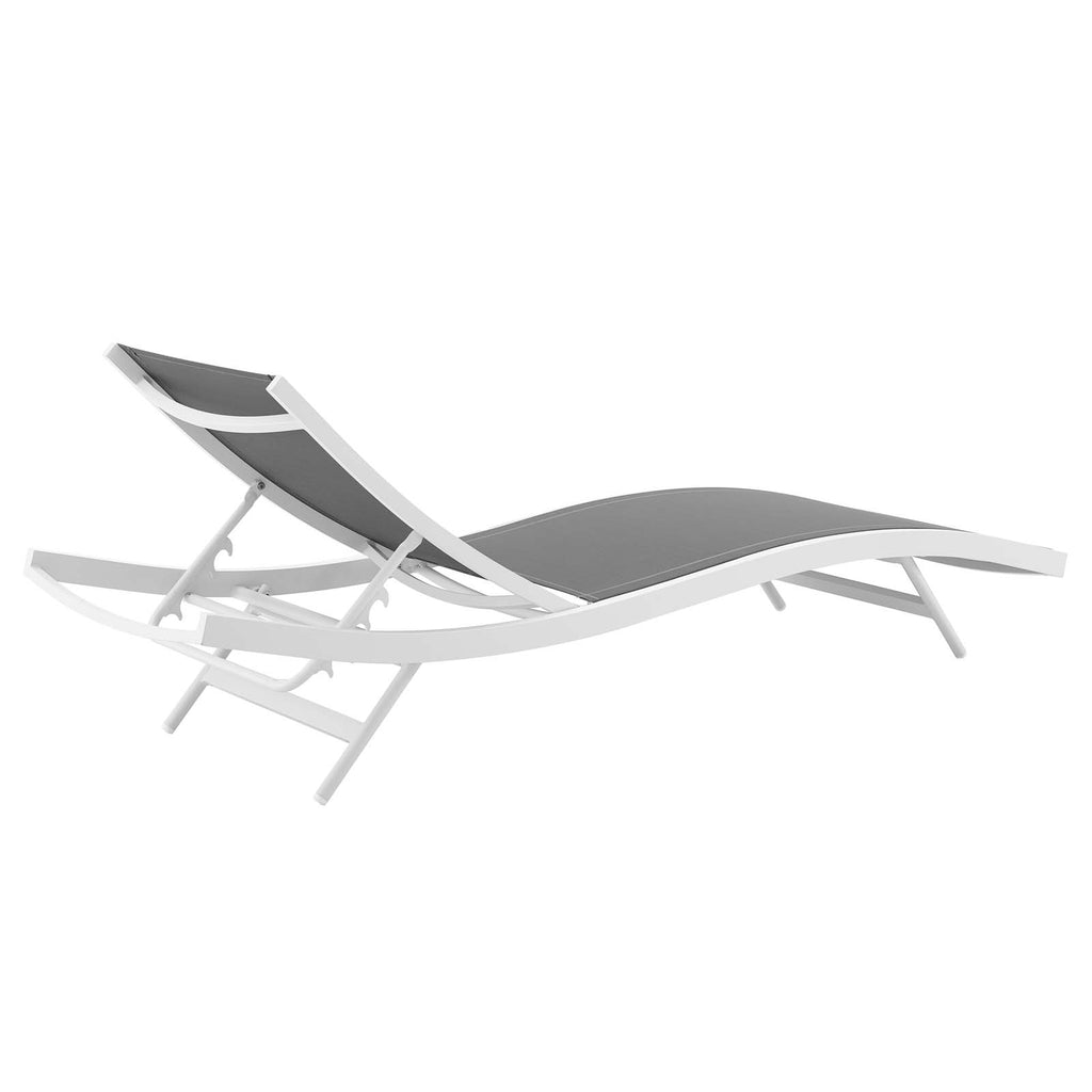 Glimpse Outdoor Patio Mesh Chaise Lounge Chair in White Gray